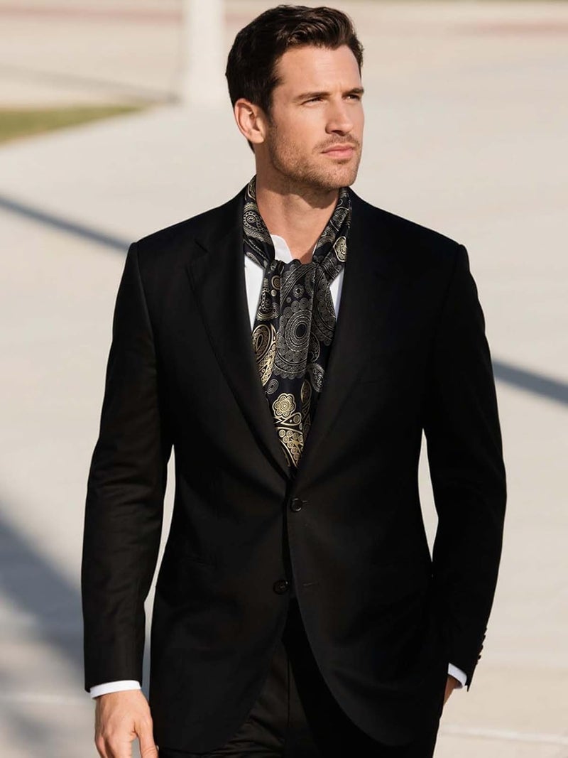 GERINLY وشاح طويل بملمس الحرير للرجال، خفيف الوزن، لفات ملابس العمل، للرجال، أوشحة بدلة على الطراز الأوروبي - Image 5